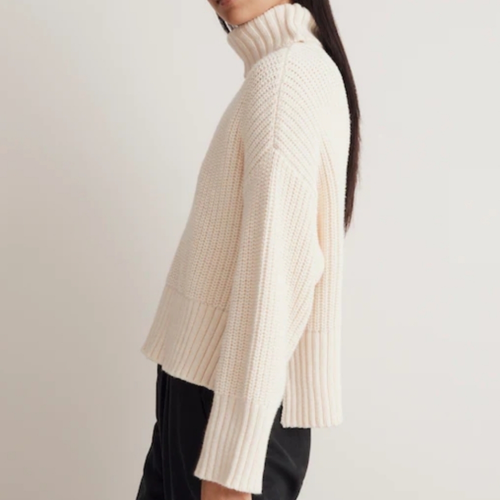 Madewell Cream Wide Rib Turtleneck Sweater Size XS - Picture 2 of 13